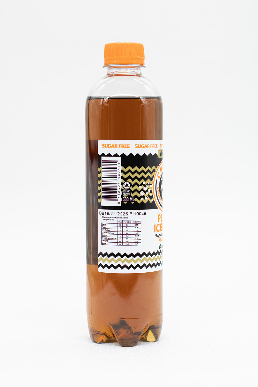 Croc Sparkling Iced Tea: Sugar-Free Peach 500ml 12x2 (24) Case