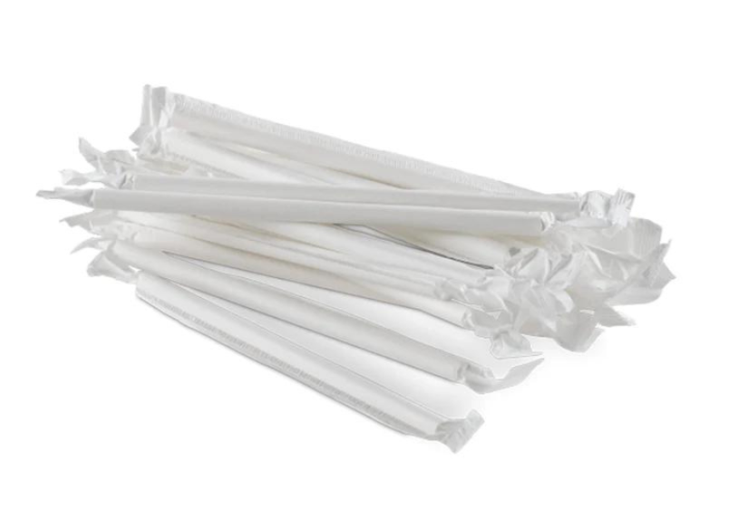 Plastic Straws Individually Wrapped: 8mm (2000) Case